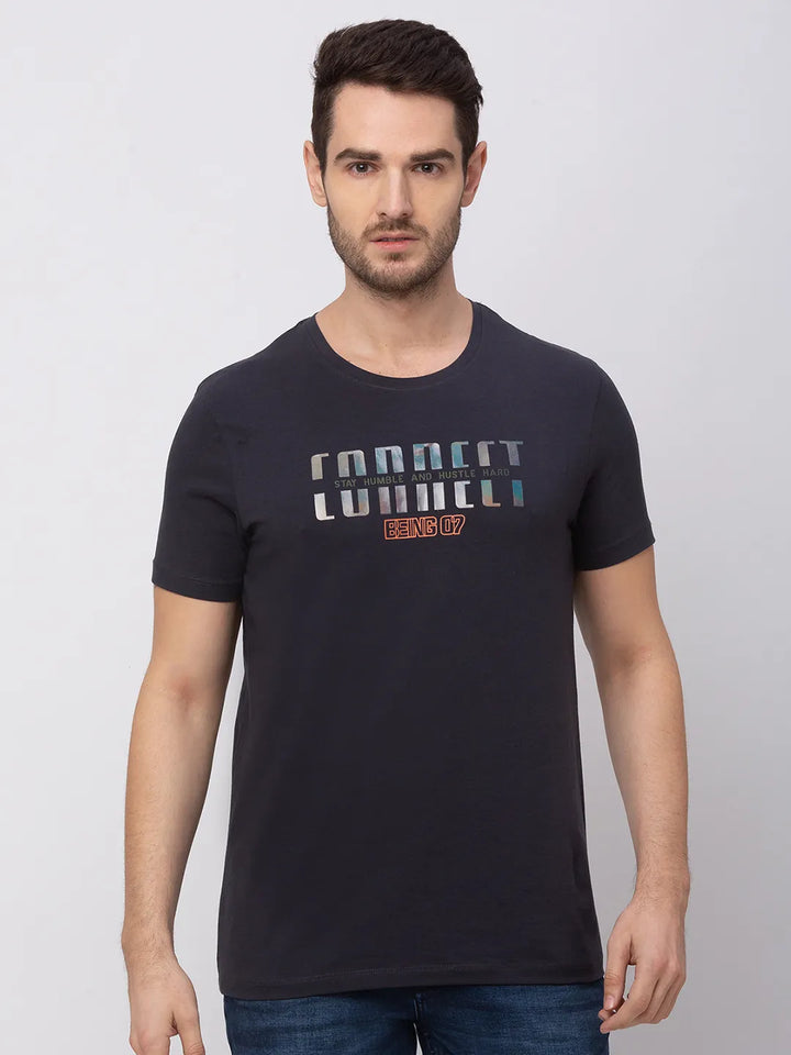 Grey Regular Fit Men's Short Sleeves T-Shirt by Being Human Clothing