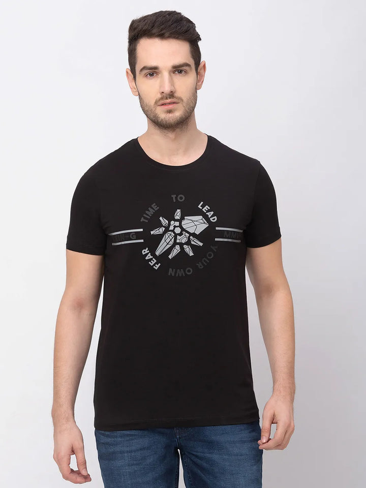 Black Regular Fit Men's Short Sleeves T-Shirt by Being Human Clothing