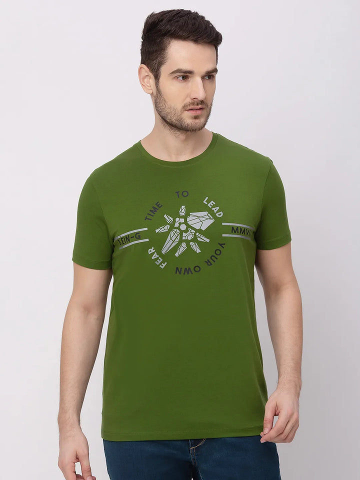 Green Regular Fit Men's Short Sleeves T-Shirt by Being Human Clothing