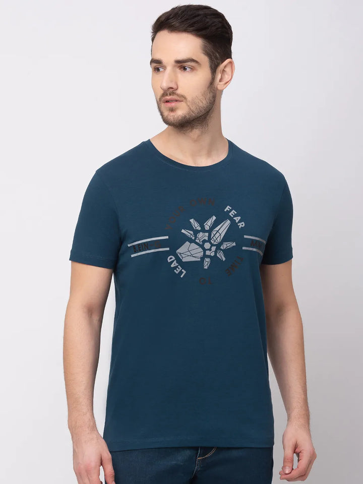Teal Regular Fit Men's Short Sleeves T-Shirt by Being Human Clothing