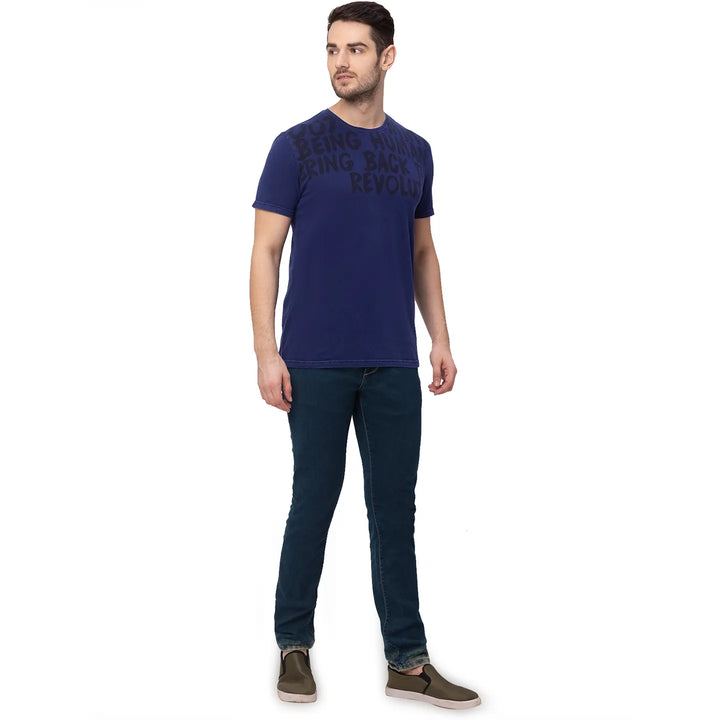 Blue Regular Fit Men's Short Sleeves T-Shirt by Being Human Clothing