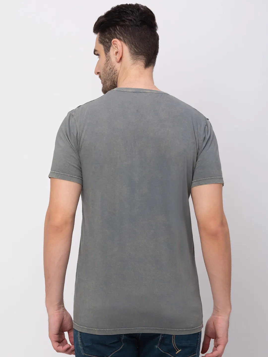 Grey Regular Fit Round Neck Men's T-Shirt by Being Human Clothing