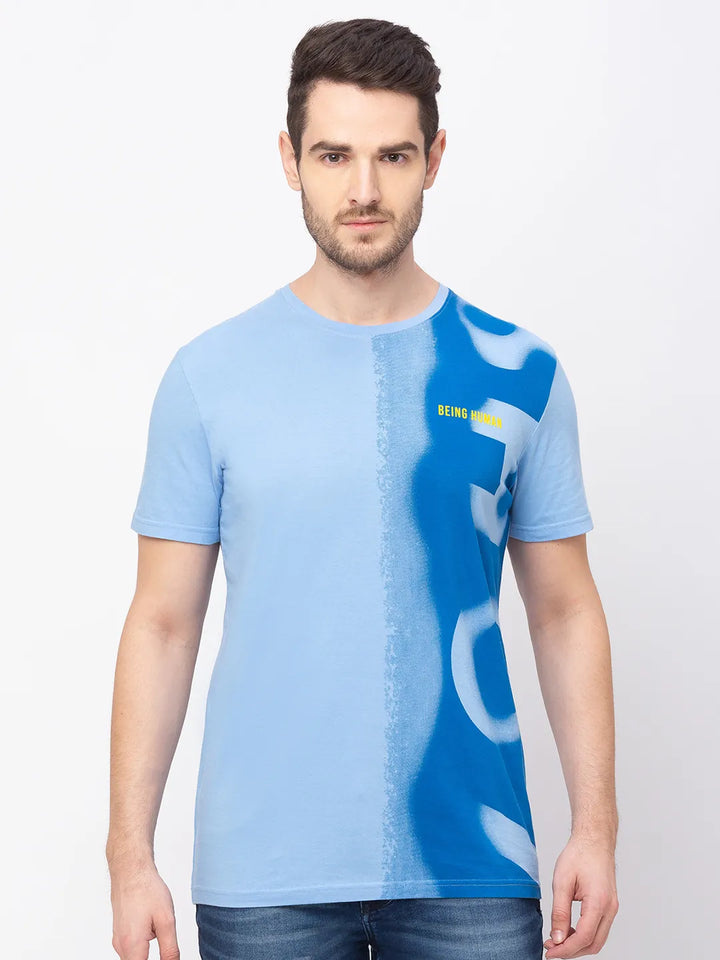 Blue Regular Fit Men's Short Sleeves T-Shirt by Being Human Clothing