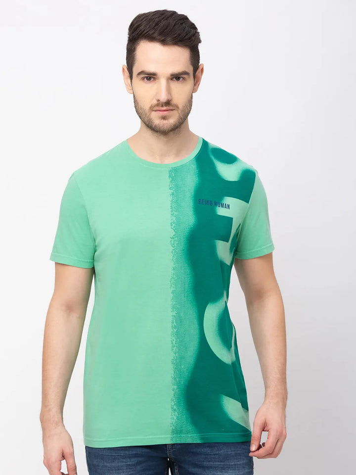 Green Regular Fit Men's Short Sleeves T-Shirt by Being Human Clothing