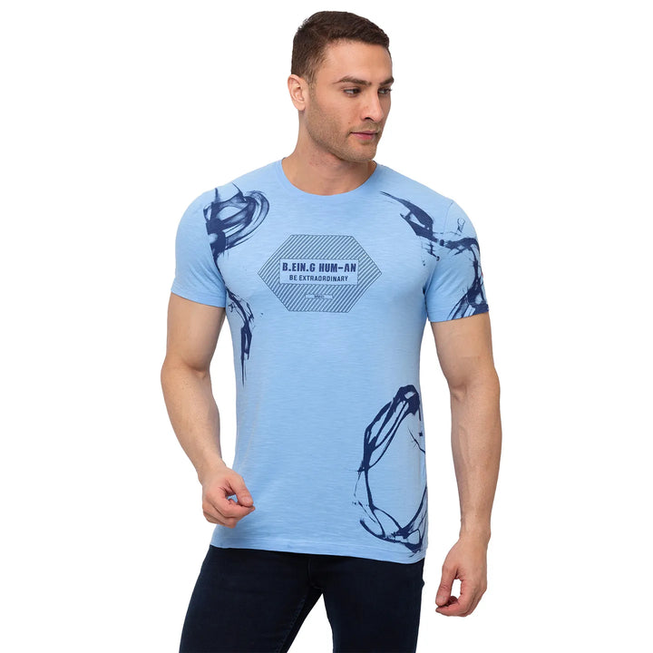 Blue Regular Fit Men's Short Sleeves T-Shirt by Being Human Clothing