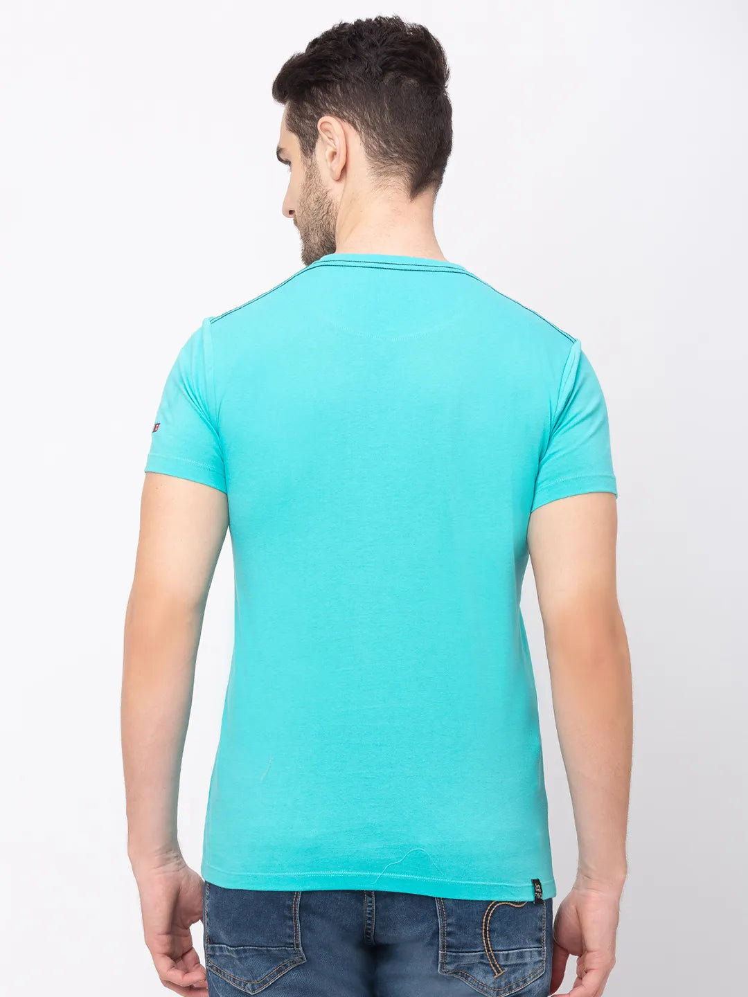 Green Regular Fit Round Neck Men's T-Shirt by Being Human Clothing