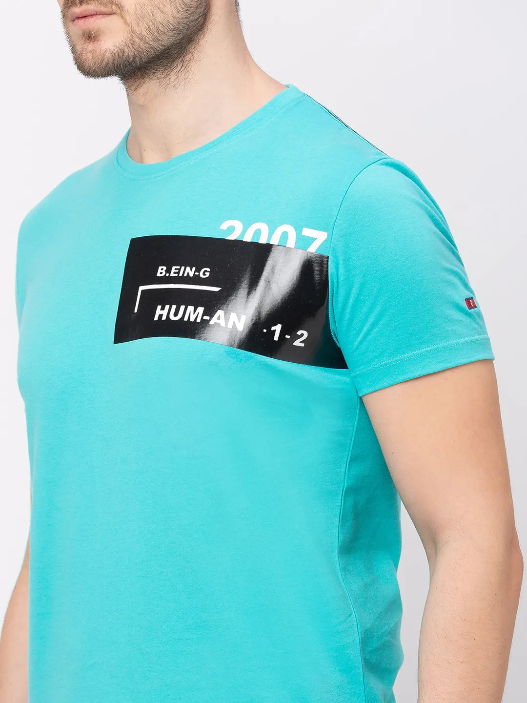 Green Regular Fit Round Neck Men's T-Shirt by Being Human Clothing