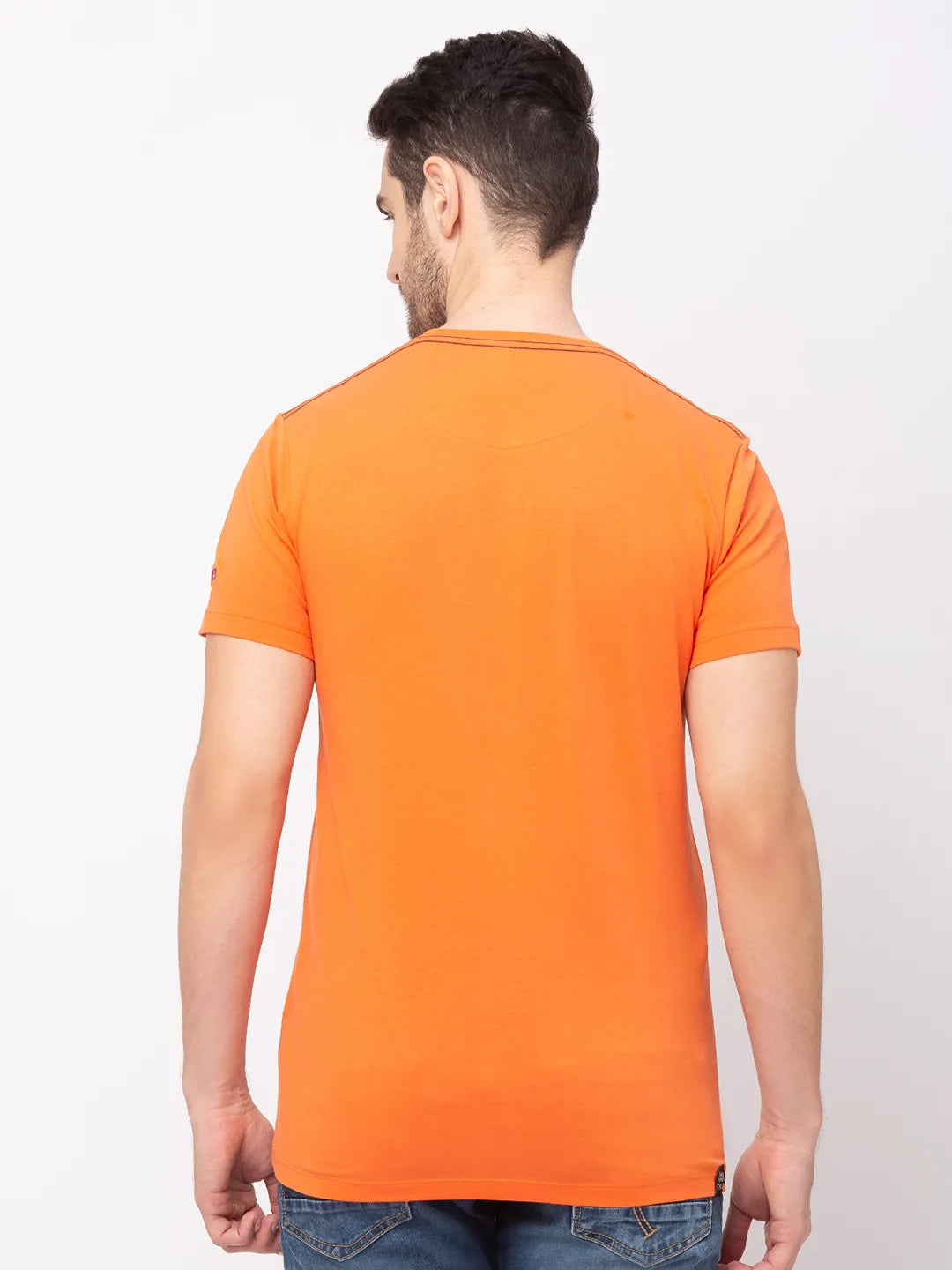 Orange Regular Fit Men's Short Sleeves T-Shirt by Being Human Clothing