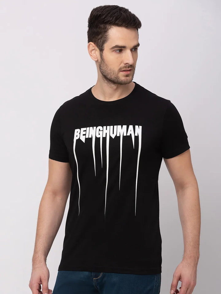 Black Regular Fit Men's Short Sleeves T-Shirt by Being Human Clothing