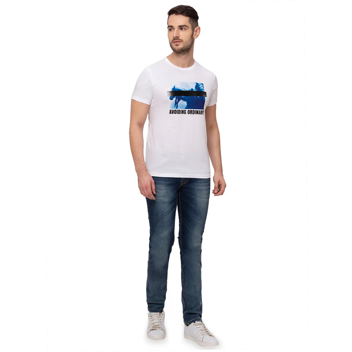 White Regular Fit Men's Short Sleeves T-Shirt by Being Human Clothing
