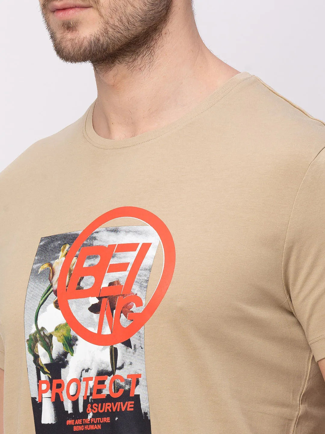 Stone Regular Fit Round Neck Men's T-Shirt by Being Human Clothing