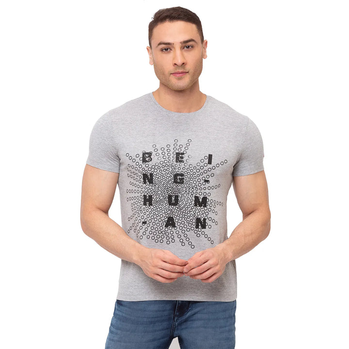 Grey Regular Fit Men's Short Sleeves T-Shirt by Being Human Clothing