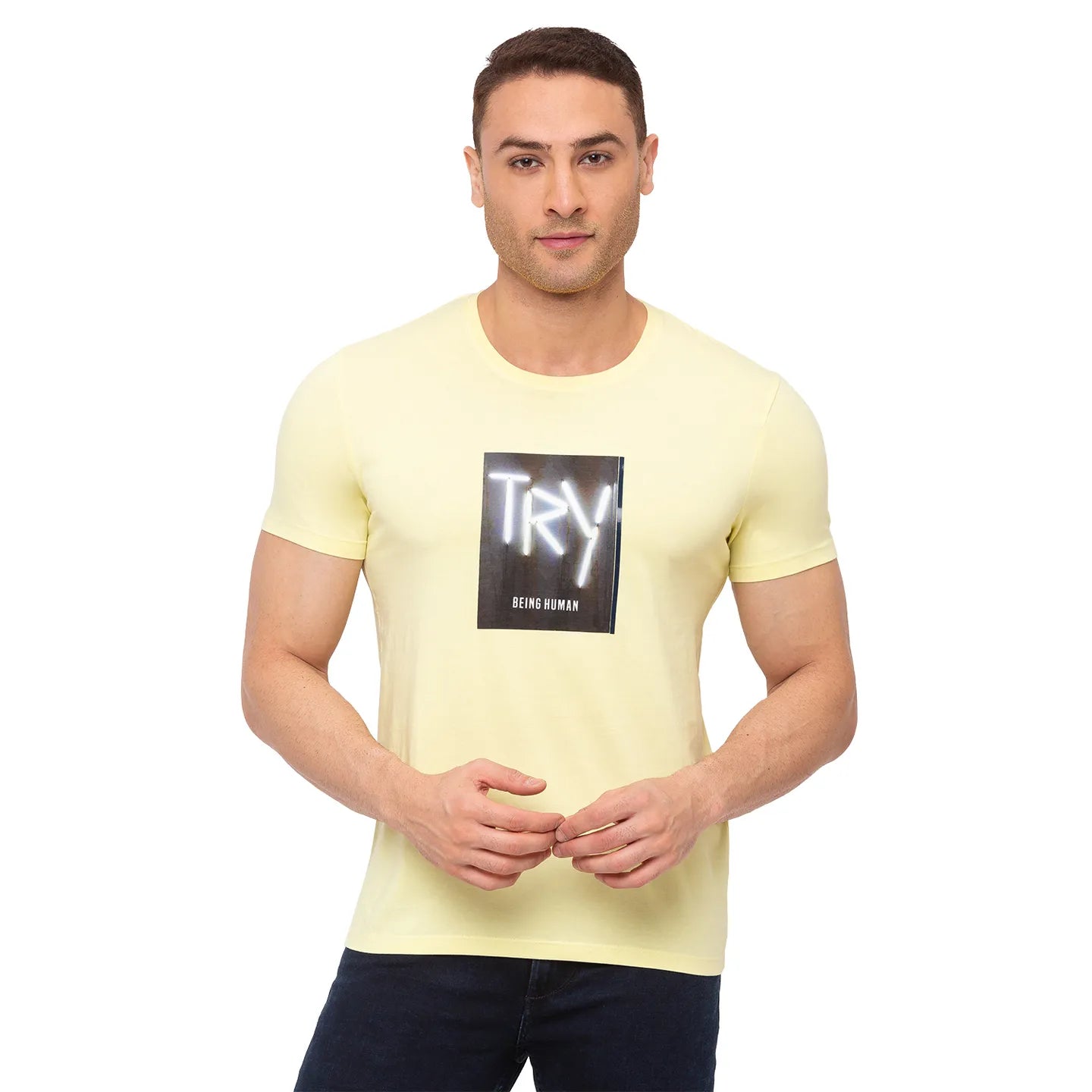 Grey Regular Fit Men's Short Sleeves T-Shirt by Being Human Clothing