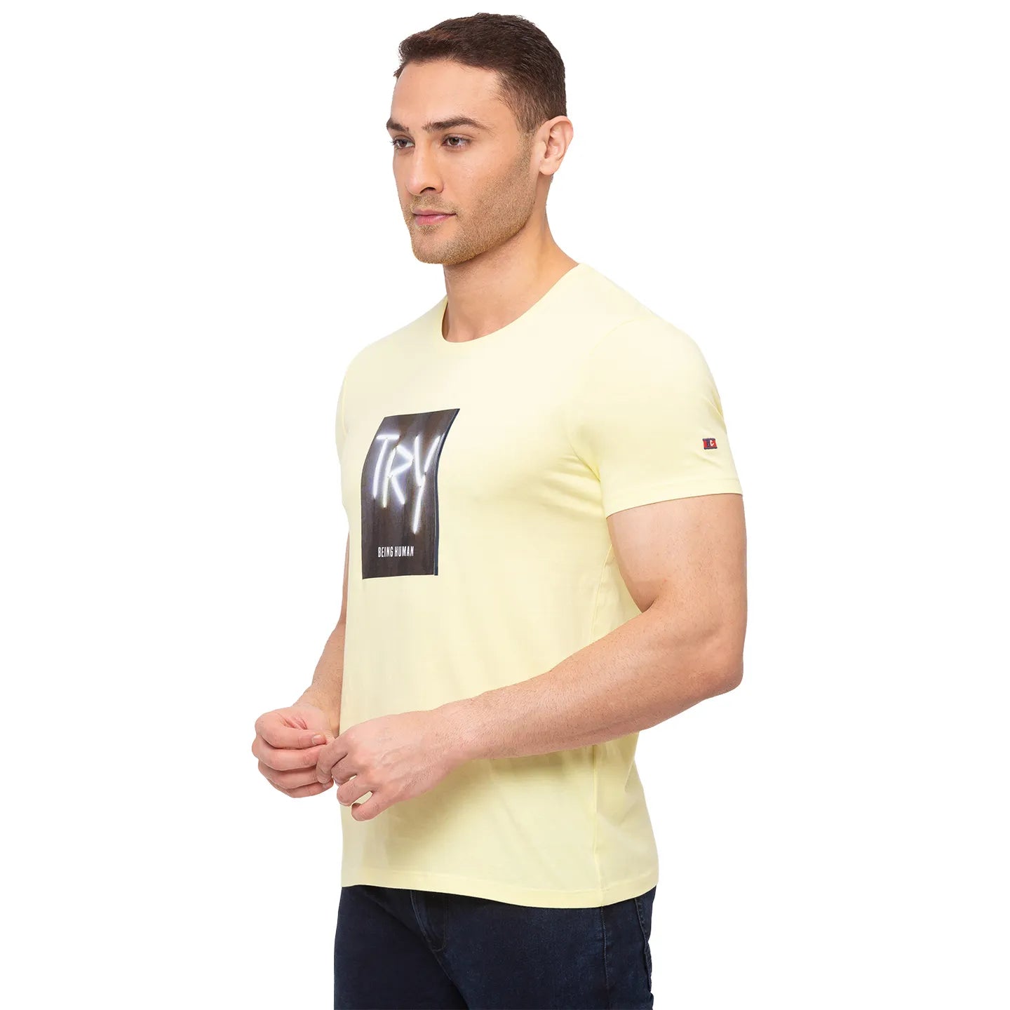 Grey Regular Fit Men's Short Sleeves T-Shirt by Being Human Clothing