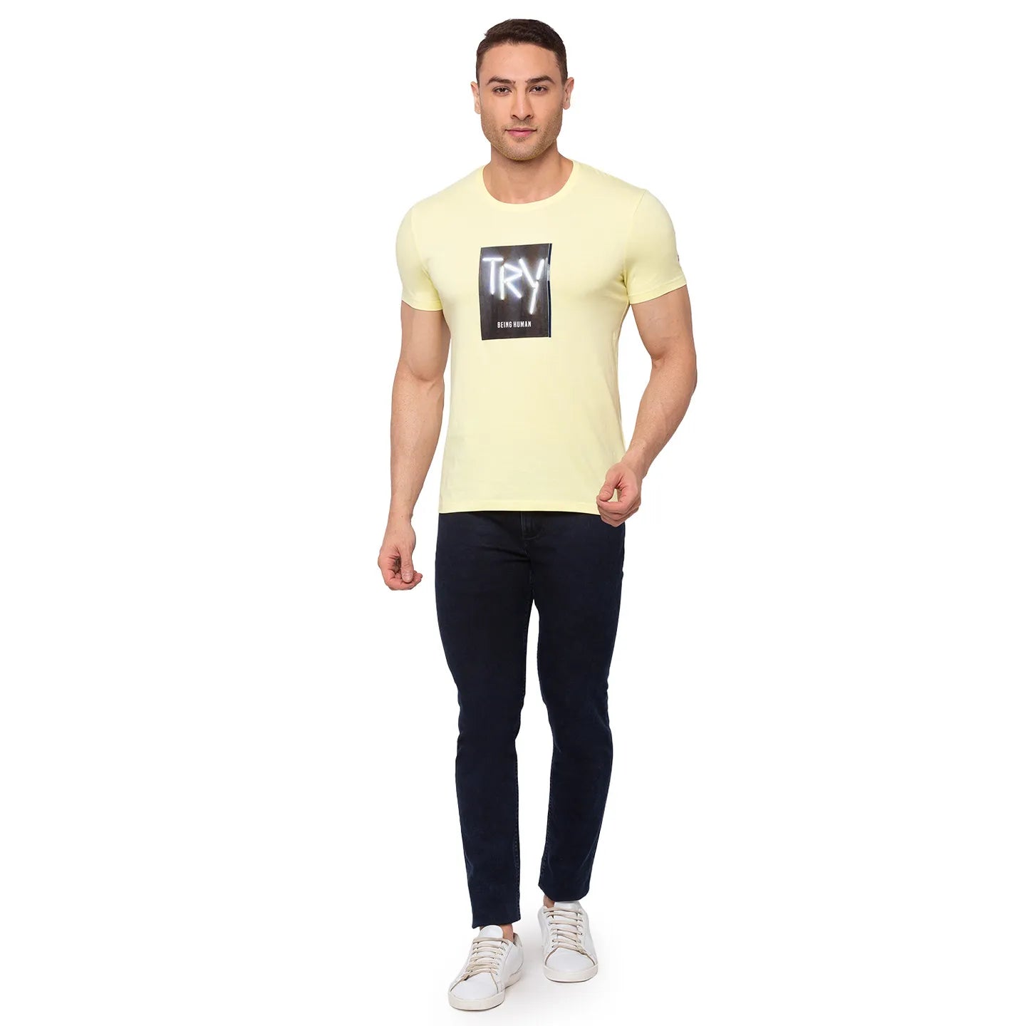 Grey Regular Fit Men's Short Sleeves T-Shirt by Being Human Clothing