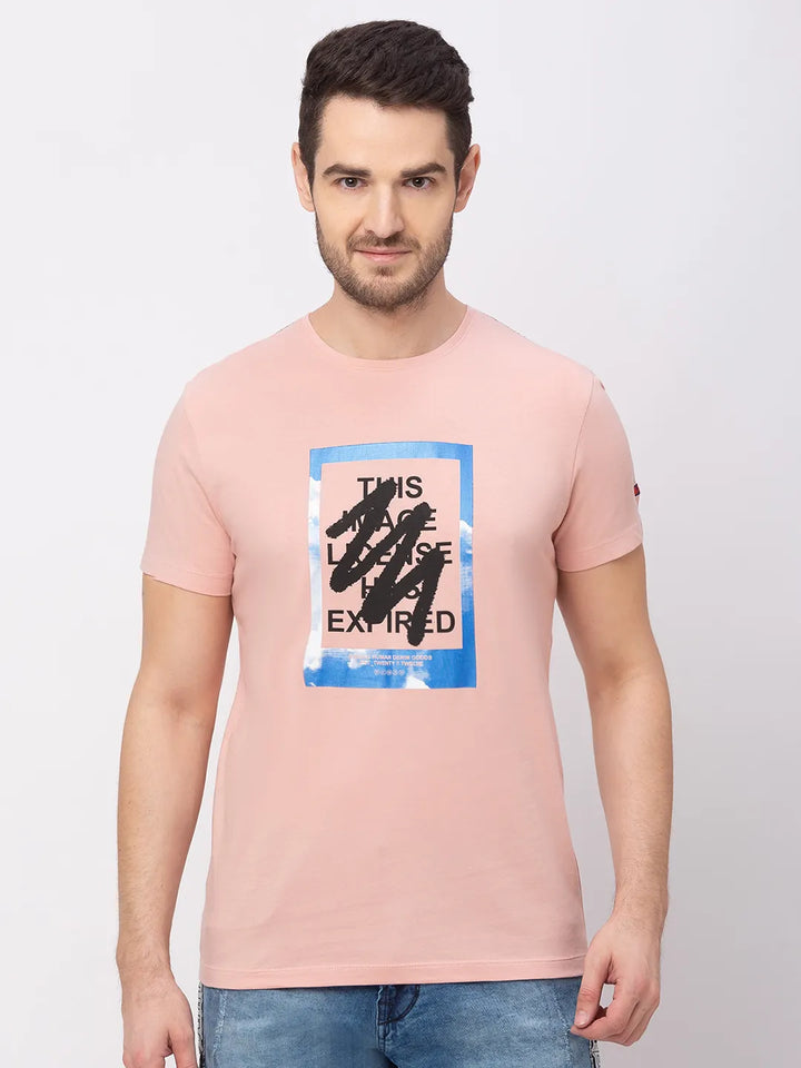 Pink Regular Fit Round Neck Men's T-Shirt by Being Human Clothing