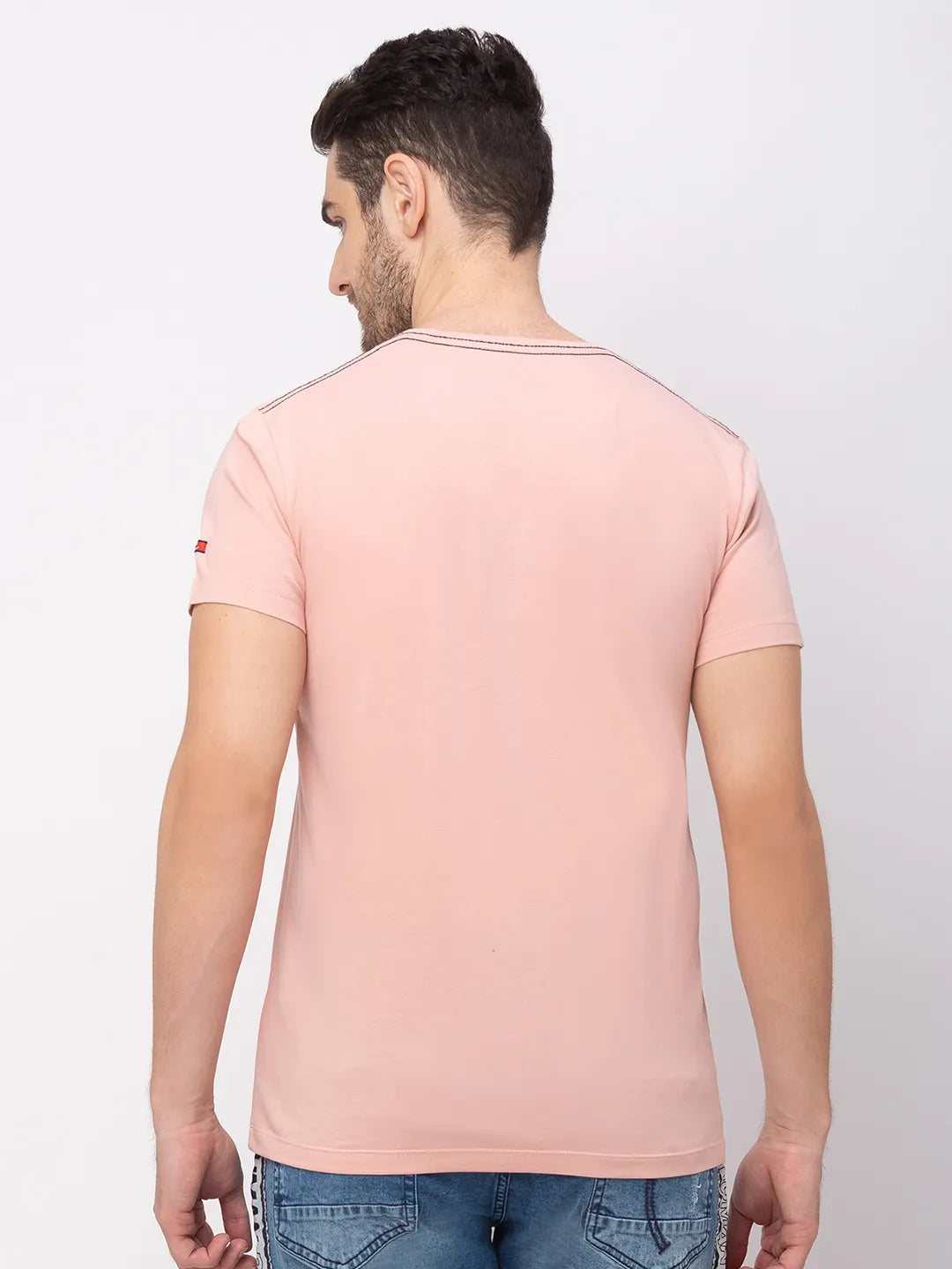 Pink Regular Fit Round Neck Men's T-Shirt by Being Human Clothing