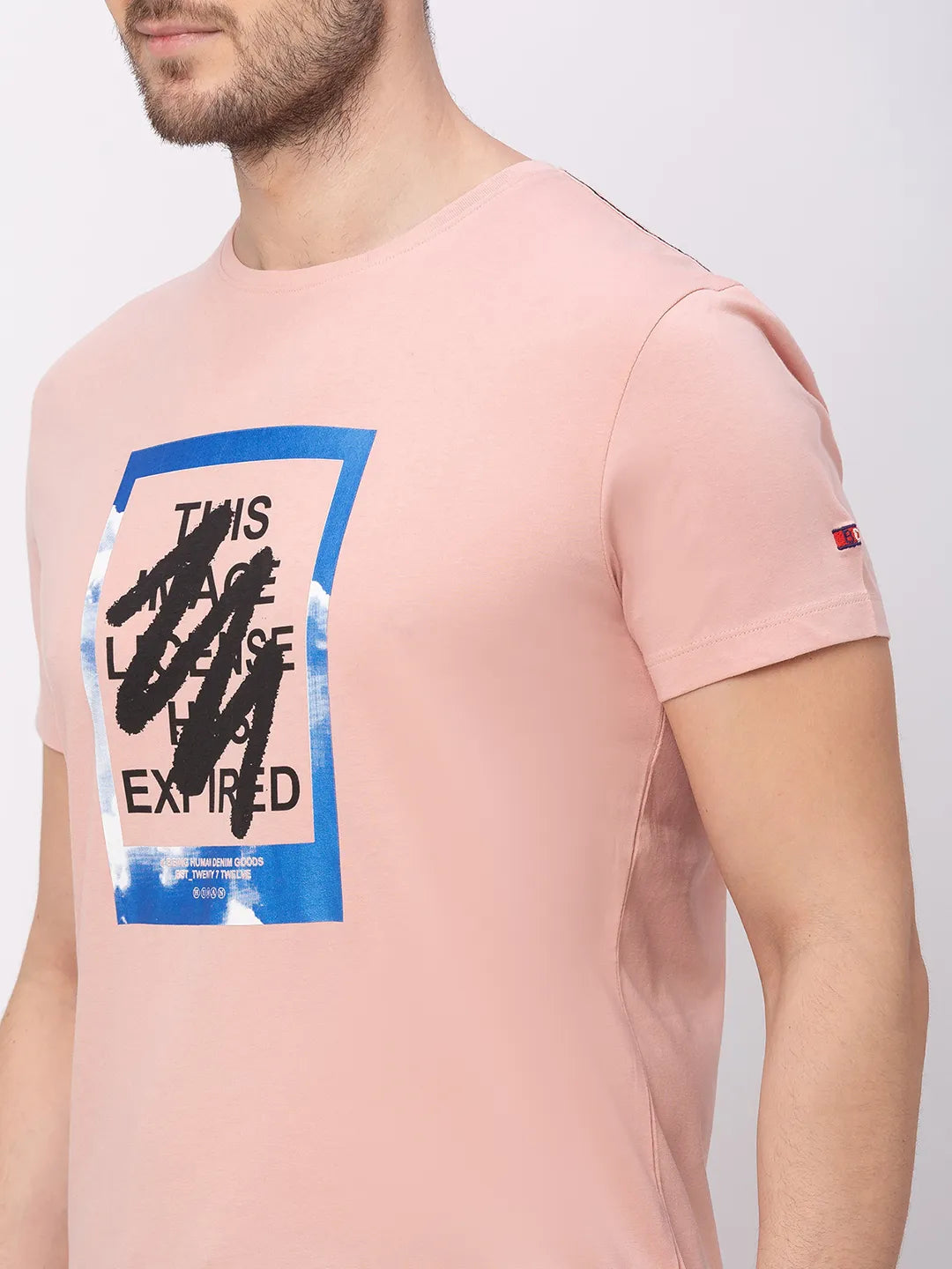 Pink Regular Fit Round Neck Men's T-Shirt by Being Human Clothing