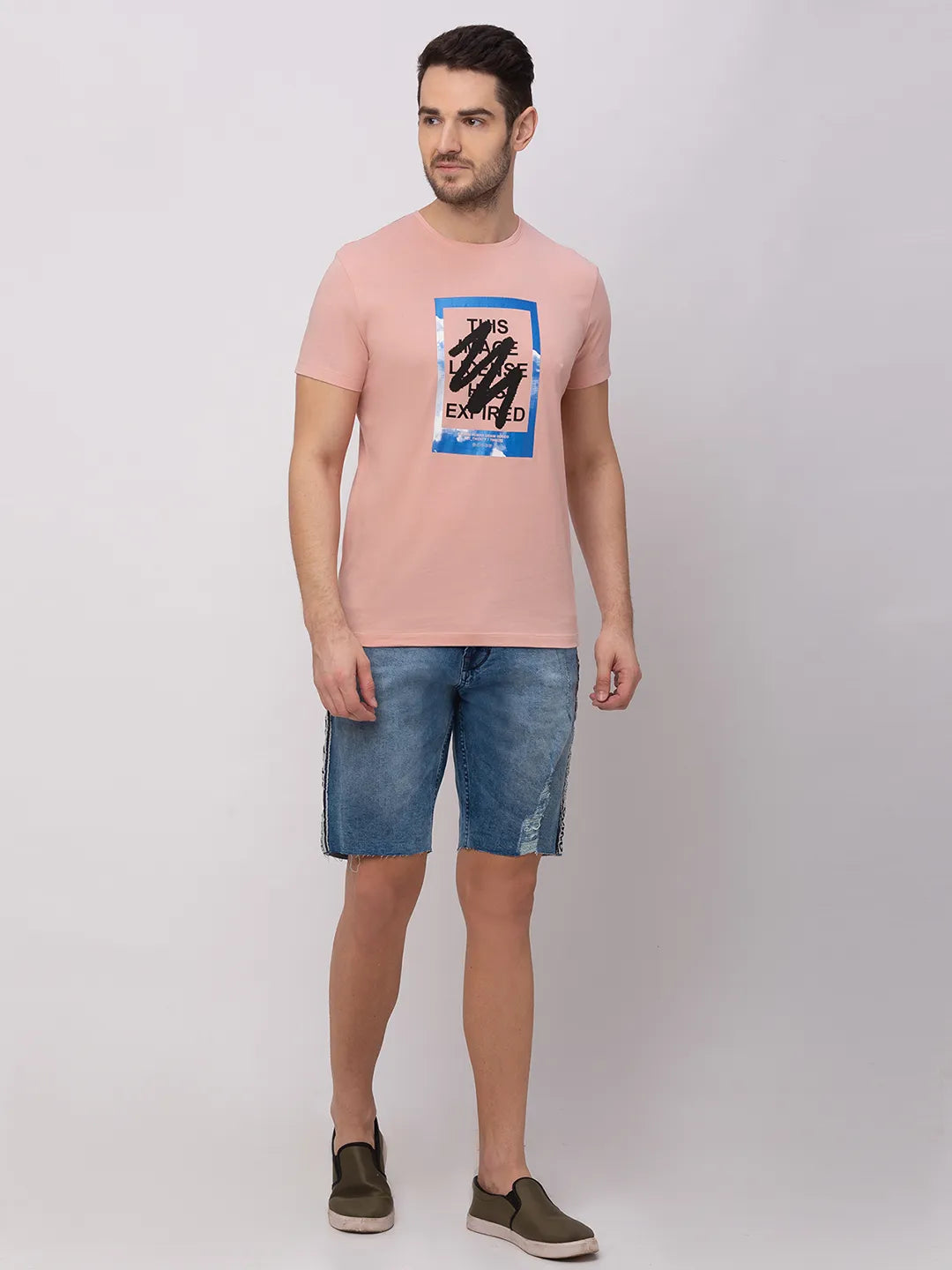 Pink Regular Fit Round Neck Men's T-Shirt by Being Human Clothing