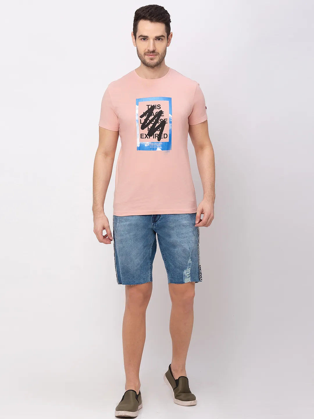Pink Regular Fit Round Neck Men's T-Shirt by Being Human Clothing