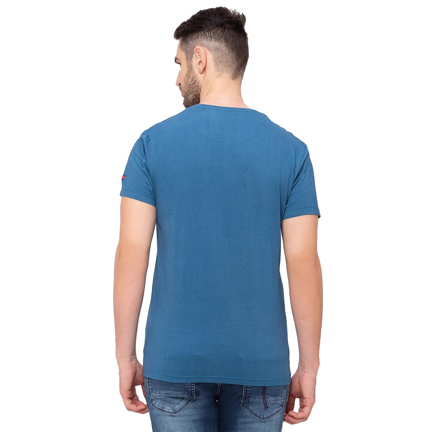 Teal Regular Fit Round Neck Men's T-Shirt by Being Human Clothing