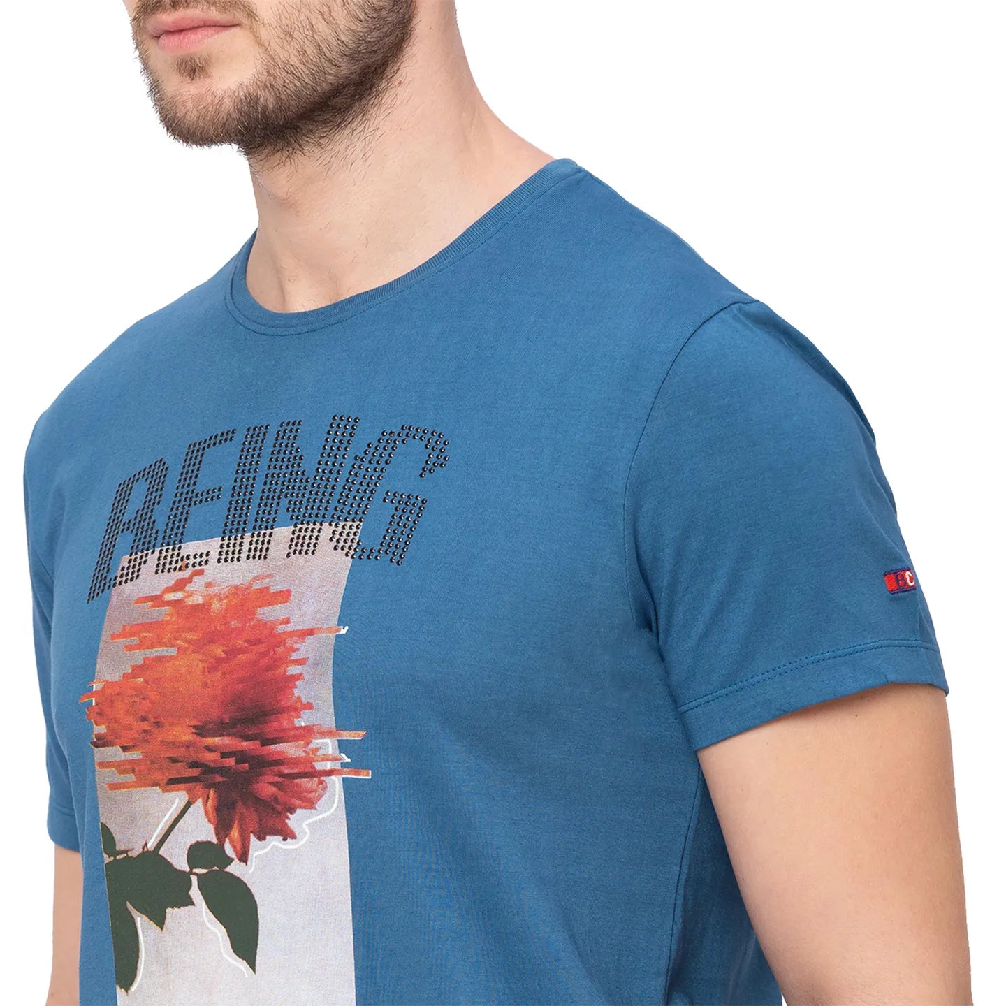 Teal Regular Fit Round Neck Men's T-Shirt by Being Human Clothing
