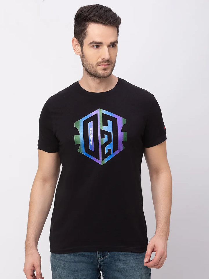 Black Regular Fit Men's Short Sleeves T-Shirt by Being Human Clothing
