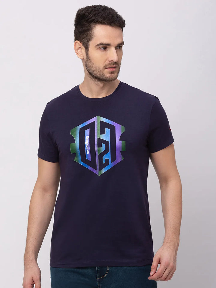 Blue Regular Fit Men's Short Sleeves T-Shirt by Being Human Clothing