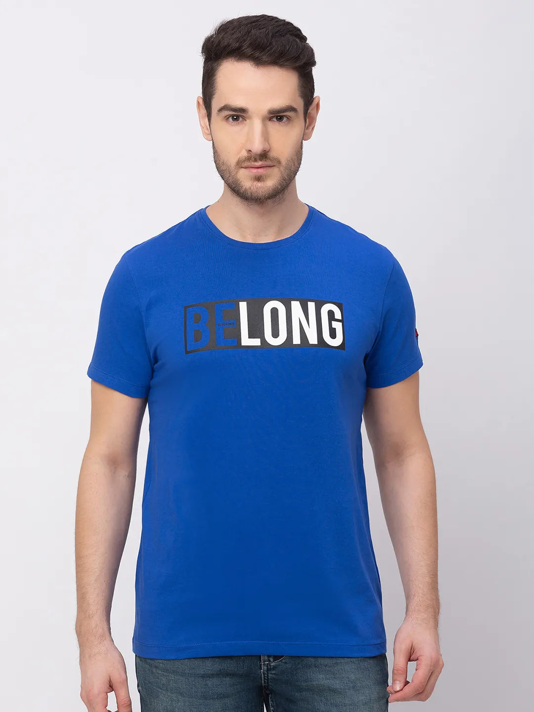 Surf Blue Regular Fit Round Neck Men's T-Shirt by Being Human Clothing