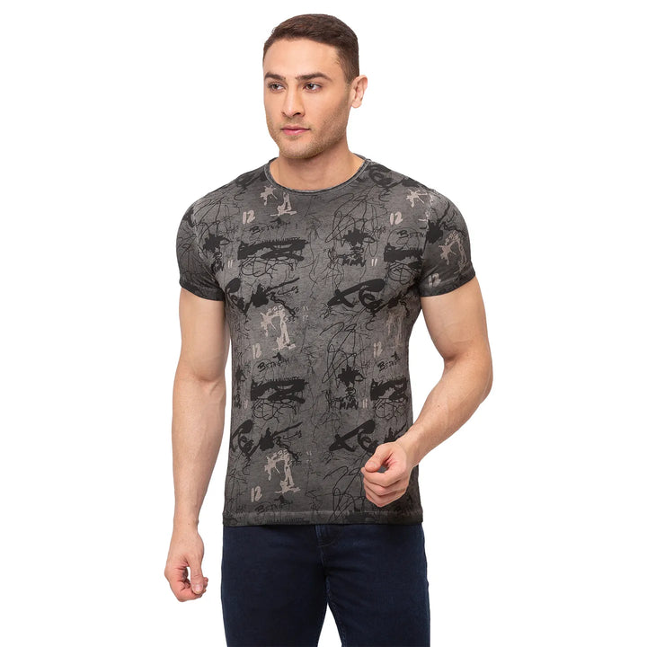 Grey Regular Fit Men's Short Sleeves T-Shirt by Being Human Clothing