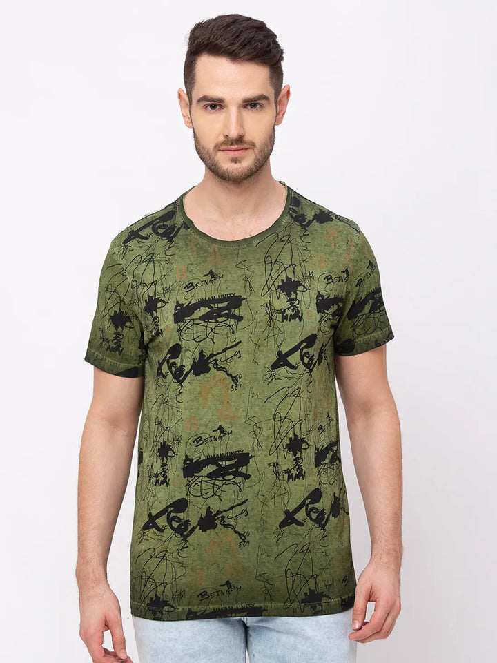 Green Regular Fit Men's Short Sleeves T-Shirt by Being Human Clothing