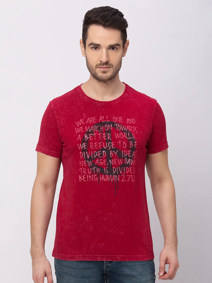 Rio Red Regular Fit Round Neck Men's T-Shirt by Being Human Clothing