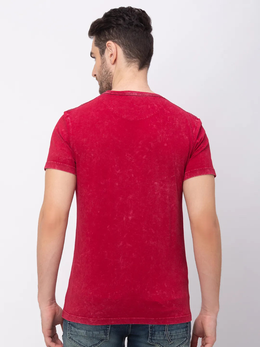 Being Human Clothing Men Regular Fit Crew Neck T-Shirts-Rio Red