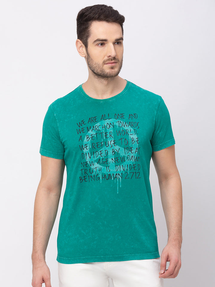 Vivid Green Regular Fit Round Neck Men's T-shirt