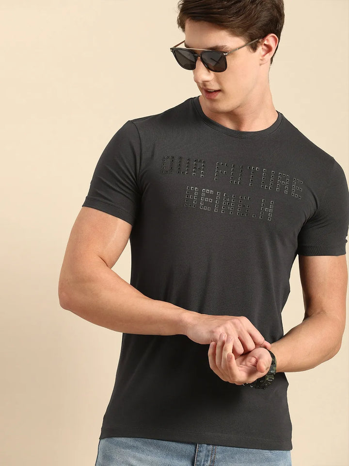 Grey Regular Fit Men's Short Sleeves T-Shirt by Being Human Clothing