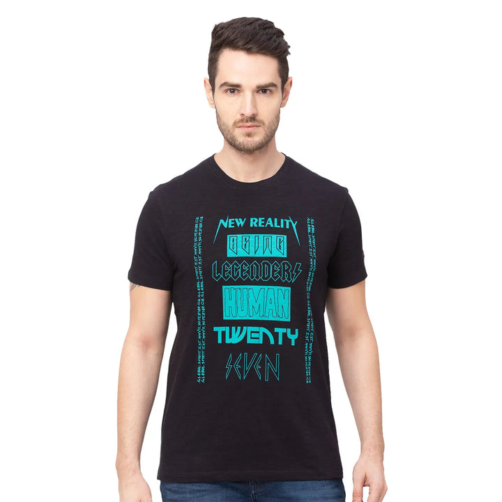 Black Regular Fit Men's Short Sleeves T-Shirt by Being Human Clothing
