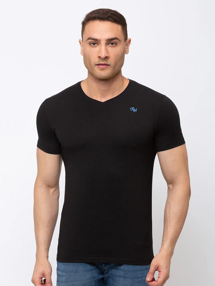 Black Regular Fit Men's Short Sleeves T-Shirt by Being Human Clothing