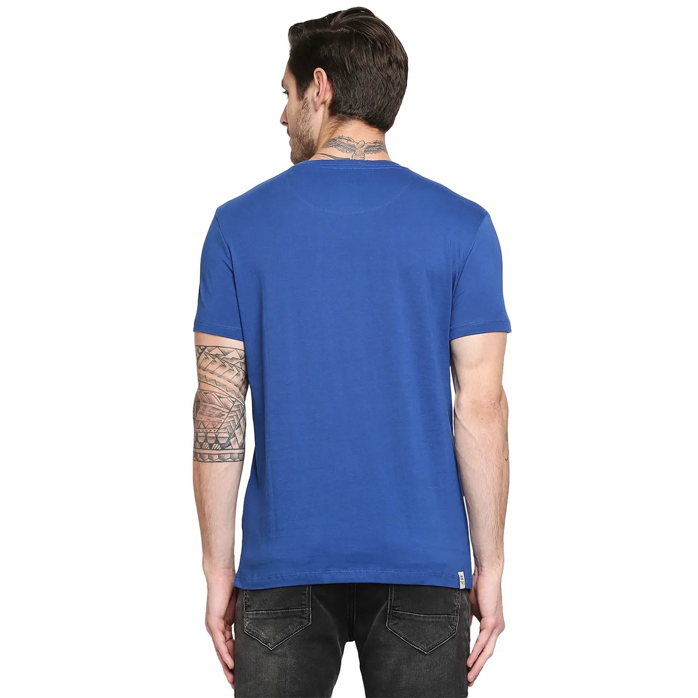 Deep Blue Regular Fit Round Neck Men's T-Shirt by Being Human Clothing