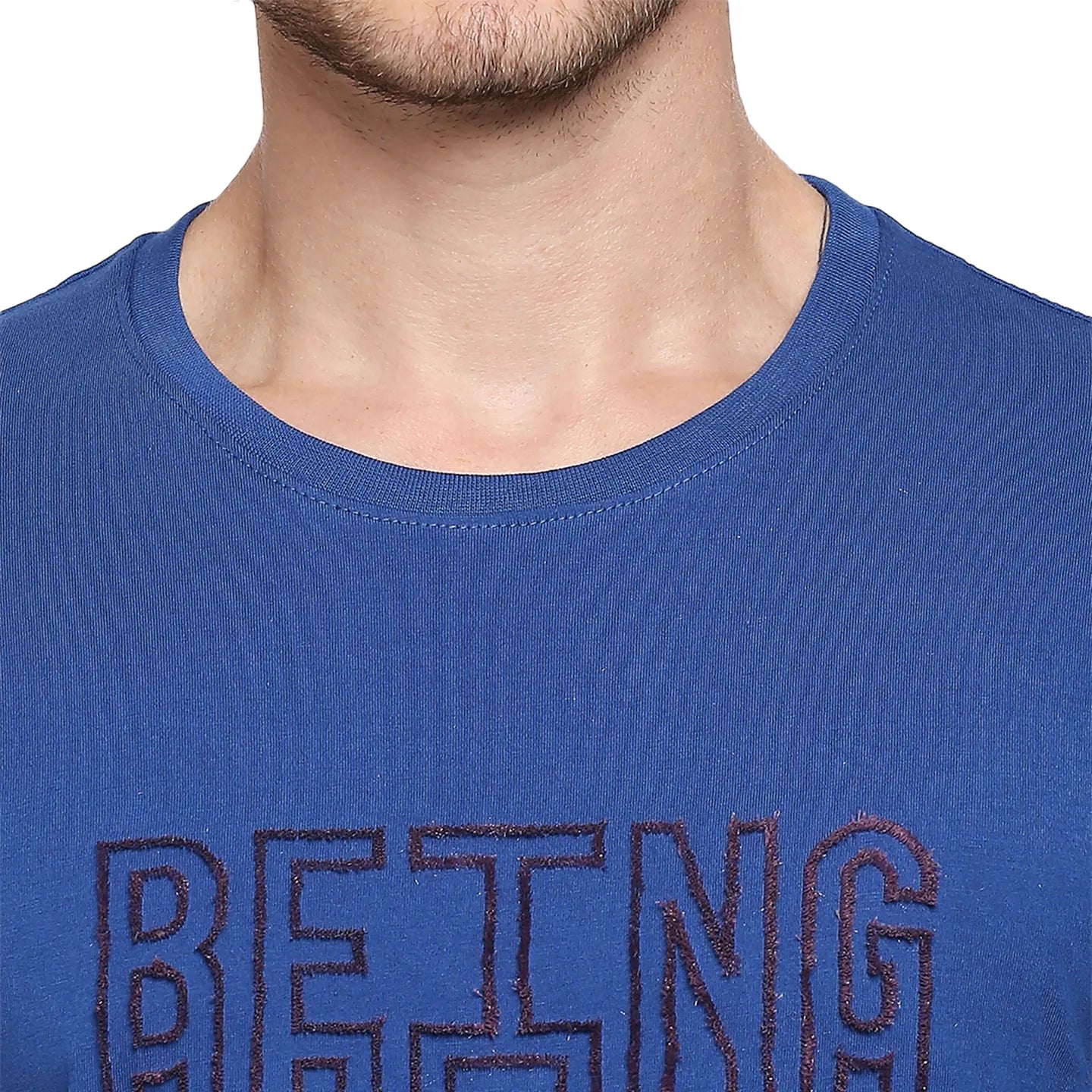 Deep Blue Regular Fit Round Neck Men's T-Shirt by Being Human Clothing