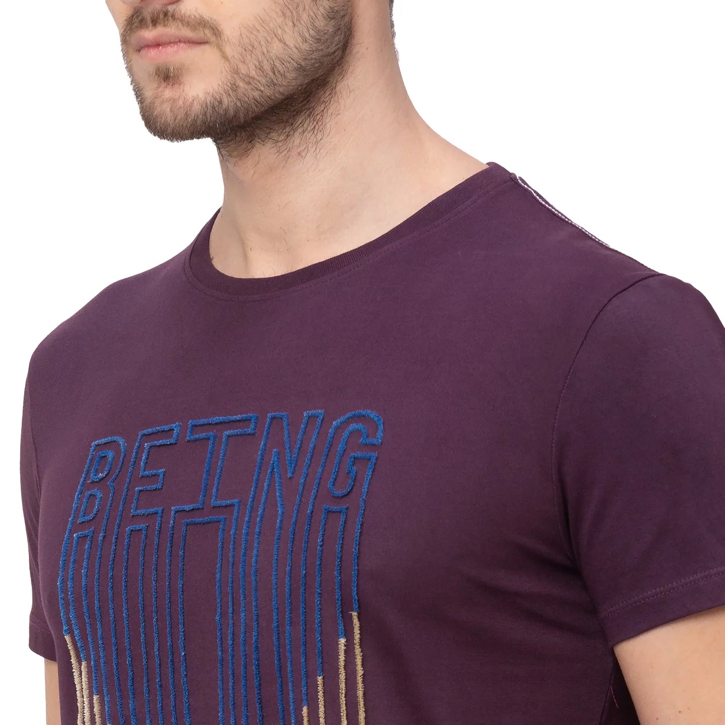 Wine Regular Fit Round Neck Men's T-Shirt by Being Human Clothing