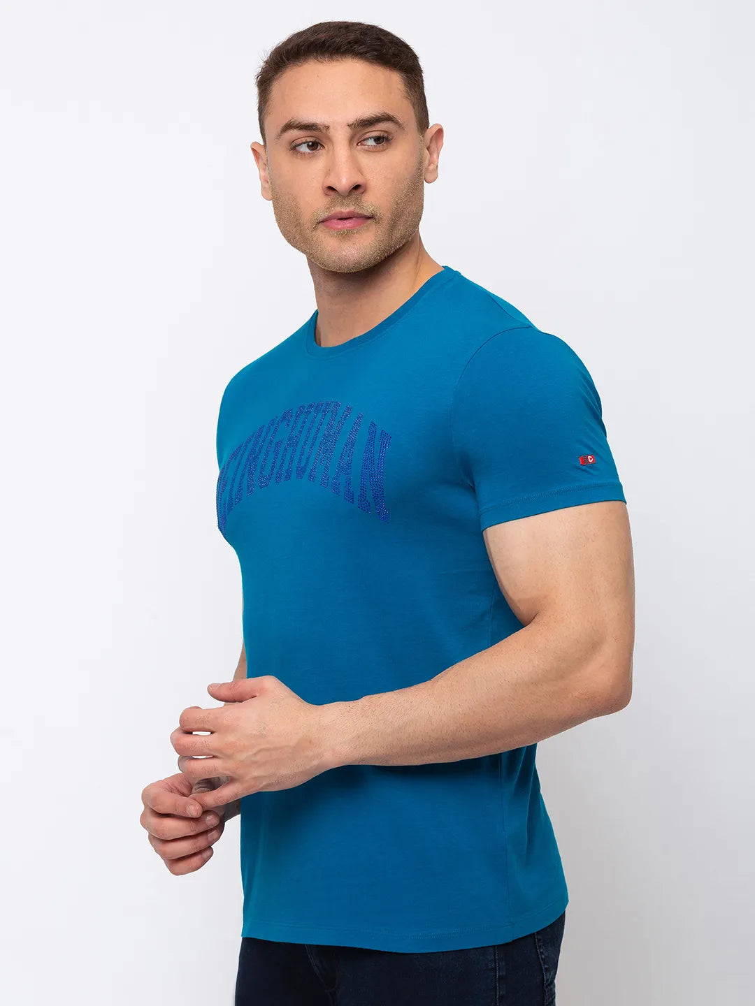Teal Regular Fit Round Neck Men's T-Shirt by Being Human Clothing