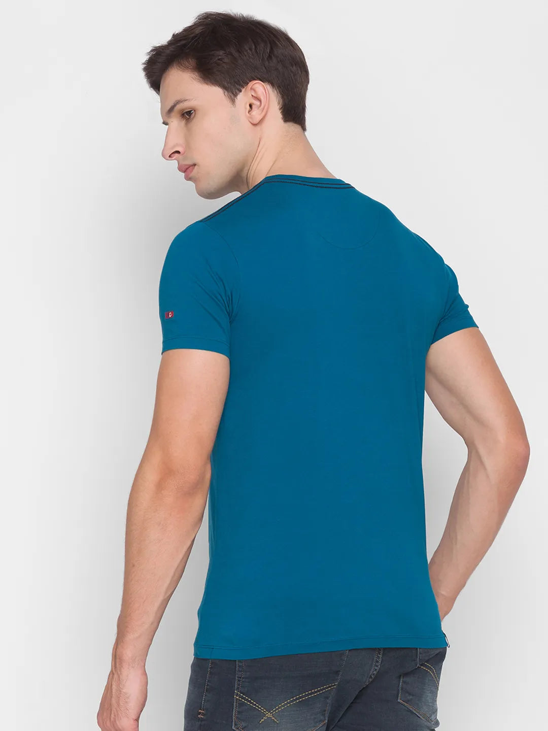 Teal Regular Fit Round Neck Men's T-Shirt by Being Human Clothing