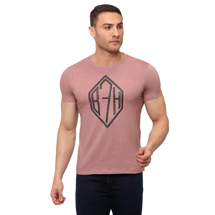 Pink Regular Fit Men's Short Sleeves T-Shirt by Being Human Clothing