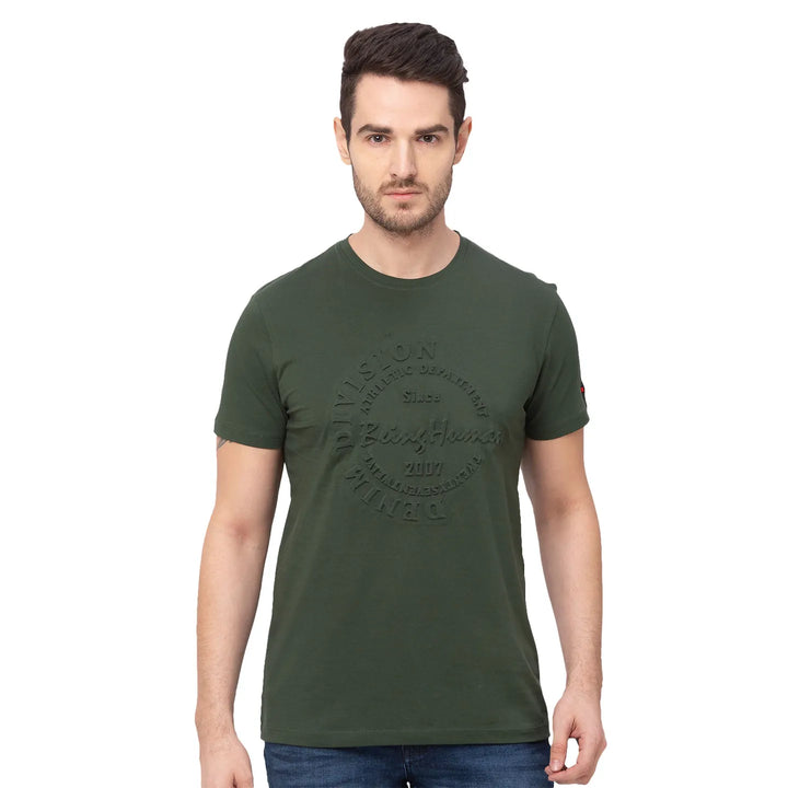 Green Regular Fit Men's Short Sleeves T-Shirt by Being Human Clothing