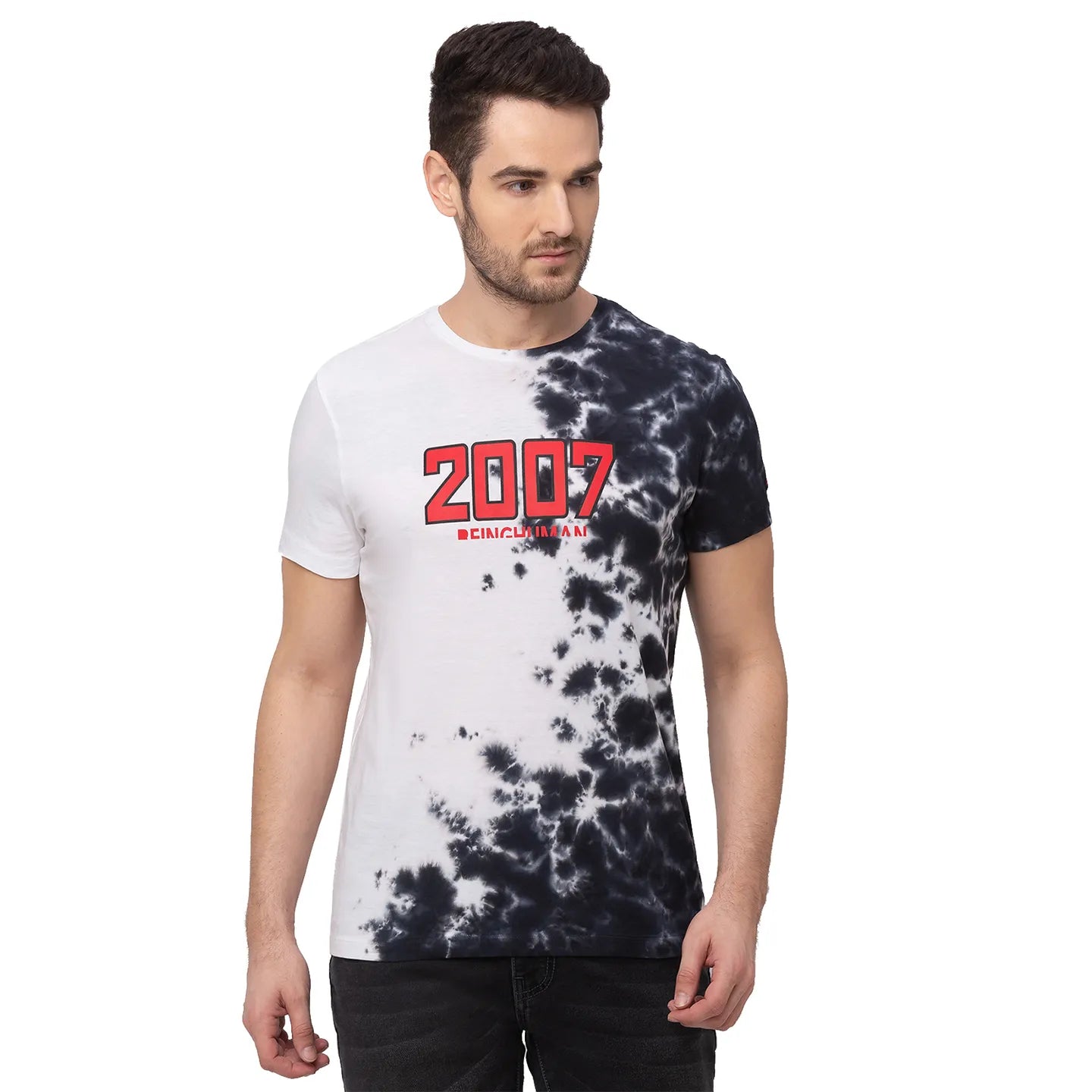 White Regular Fit Men's Short Sleeves T-Shirt by Being Human Clothing