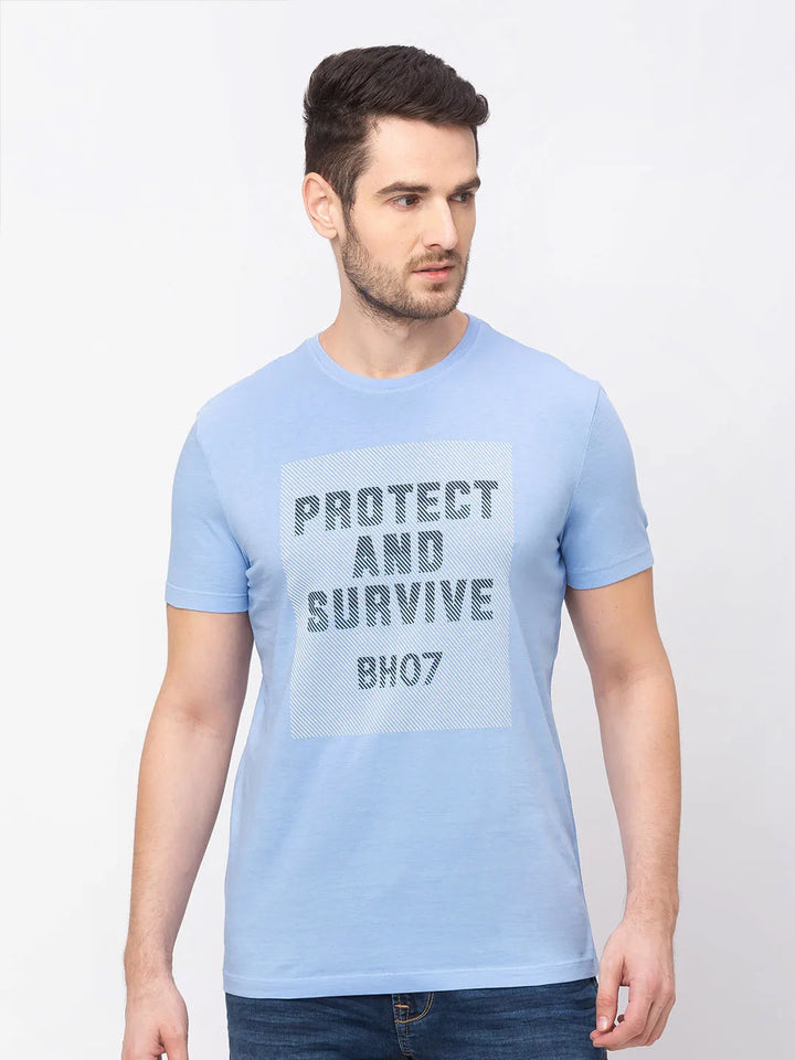 Blue Regular Fit Men's Short Sleeves T-Shirt by Being Human Clothing