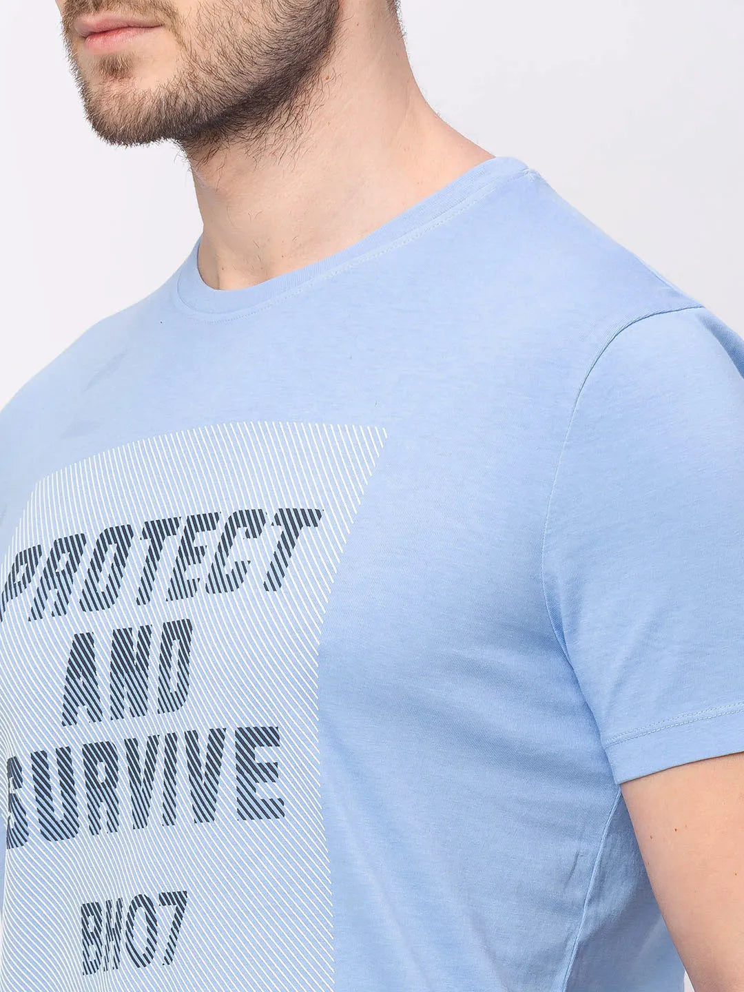 Blue Regular Fit Men's Short Sleeves T-Shirt by Being Human Clothing