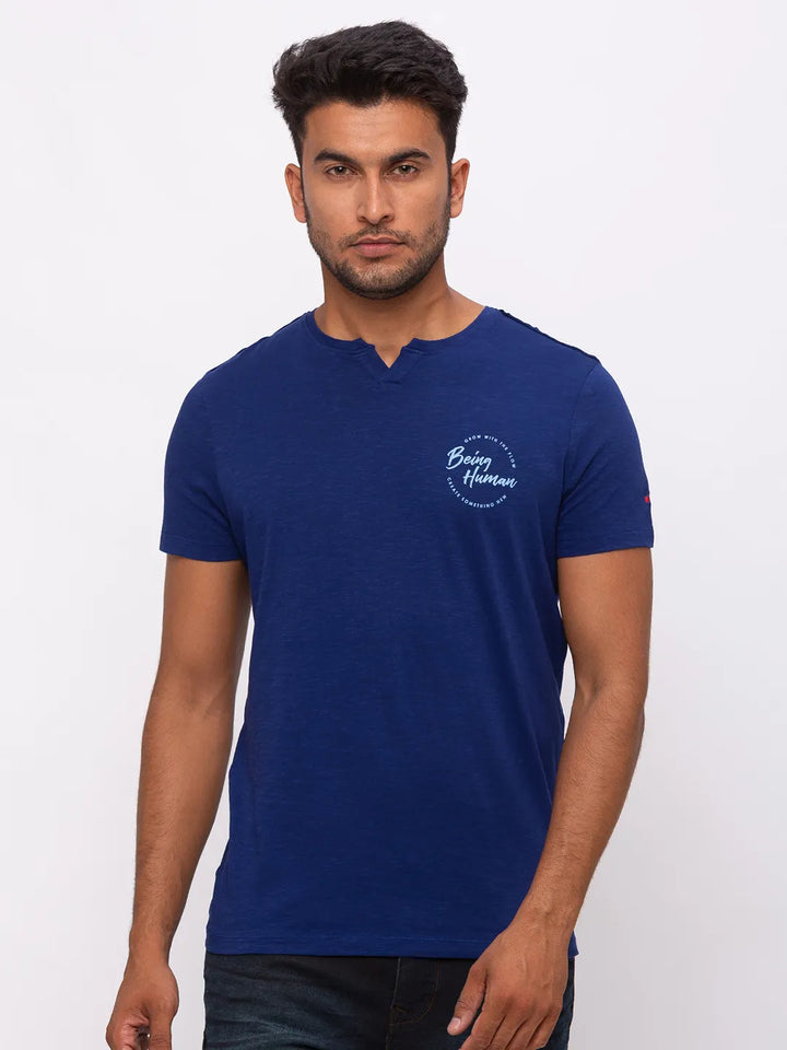 Blue Regular Fit Men's Short Sleeves T-Shirt by Being Human Clothing