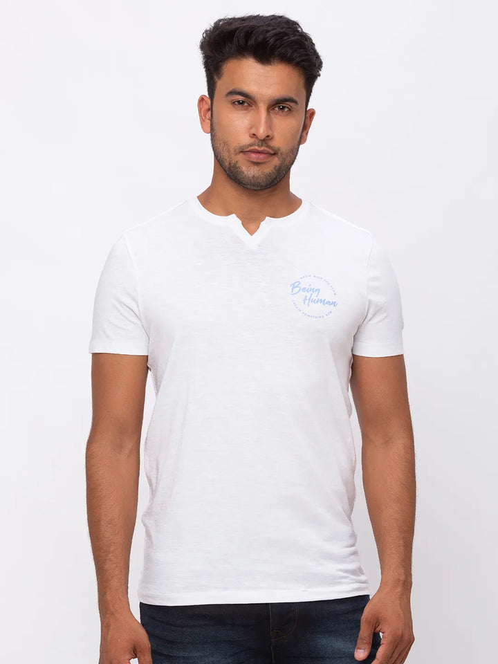 White Regular Fit Men's Short Sleeves T-Shirt by Being Human Clothing