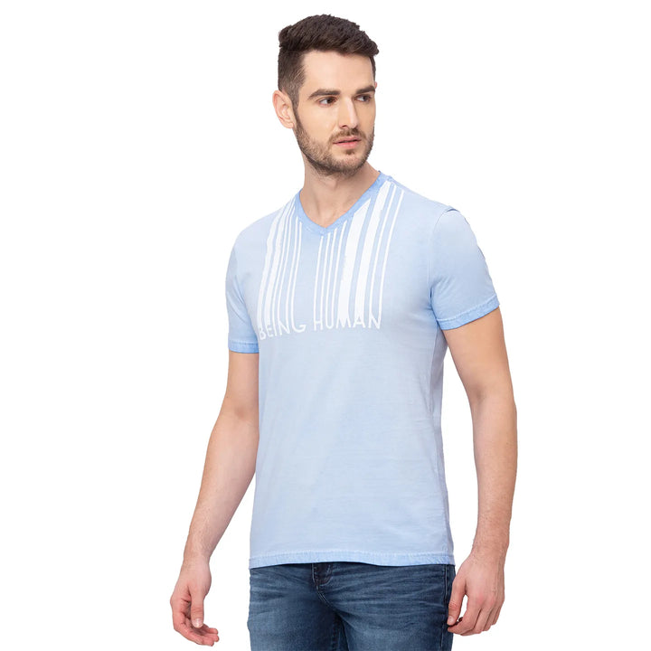 Blue Regular Fit Men's Short Sleeves T-Shirt by Being Human Clothing